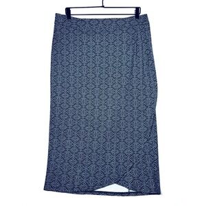 Rip Skirt Hawaii Midi Wrap Skirt Large Black Geometric Travel Beach Stretch